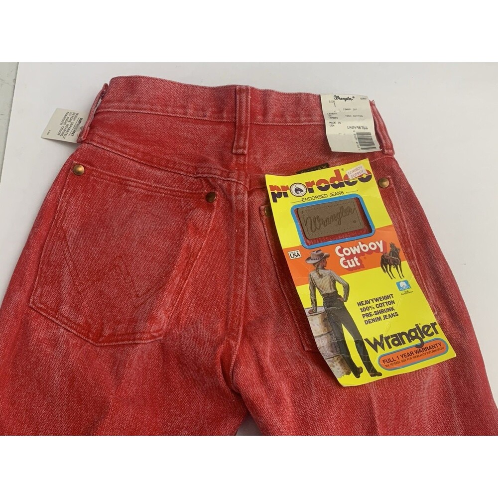 VTG Wrangler Women’s Jeans 1 x 34 Cowboy Cut Western Acid Wash Red-Orange Rodeo - Picture 13 of 16